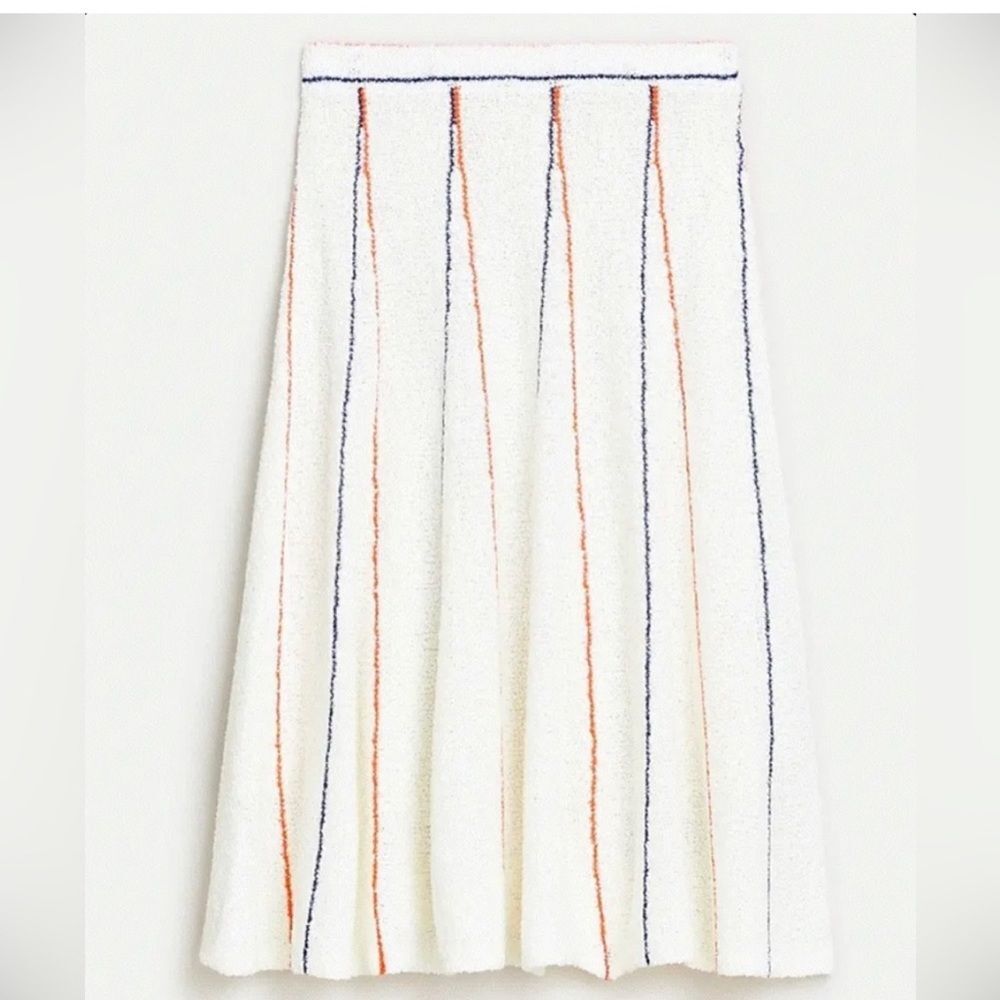 J.Crew Flared Striped Sweater Skirt – XS, Navy and Orange Stripe
